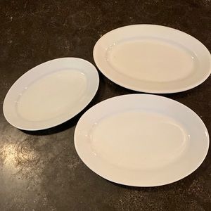 3 White Oval Plates